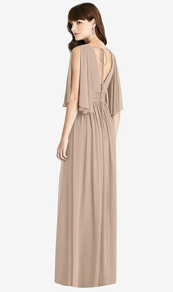 【STYLE: 6777】Split Sleeve Backless Chiffon Maxi Dress【COLOR: Topaz】