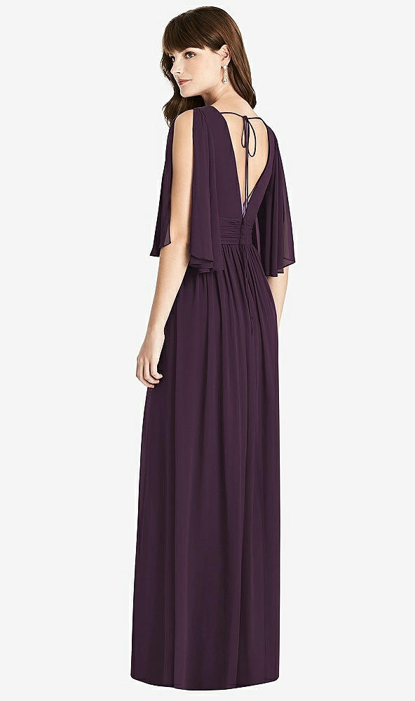 【NEW】【STYLE: 6777】スプリット スリーブ バックレス シフォン マキシ ドレス【COLOR: Aubergine】【SIZE: 00-30W】