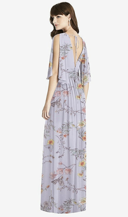 【NEW】【STYLE: 6777】スプリット スリーブ バックレス シフォン マキシ ドレス【COLOR: Butterfly Botanica Silver Dove】【SIZE: 00-30W】