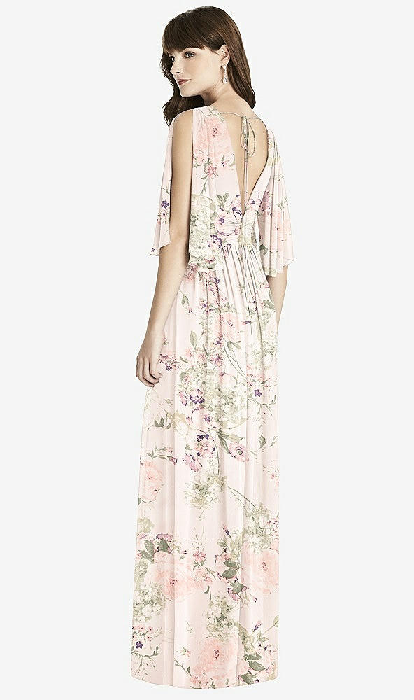 【NEW】【STYLE: 6777】スプリット スリーブ バックレス シフォン マキシ ドレス【COLOR: Blush Garden】【SIZE: 00-30W】