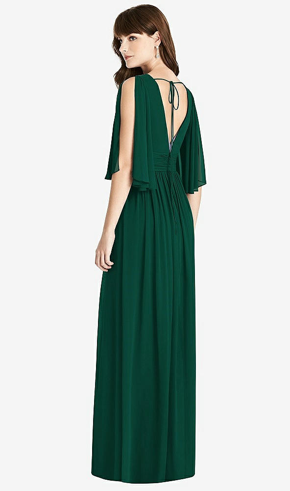 【STYLE: 6777】Split Sleeve Backless Chiffon Maxi Dress【COLOR: Hunter Green】