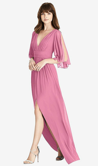 【NEW】【STYLE: 6777】スプリット スリーブ バックレス シフォン マキシ ドレス【COLOR: Orchid Pink】【SIZE: 00-30W】