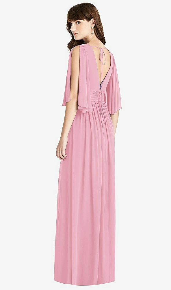 【NEW】【STYLE: 6777】スプリット スリーブ バックレス シフォン マキシ ドレス【COLOR: Peony Pink】【SIZE: 00-30W】