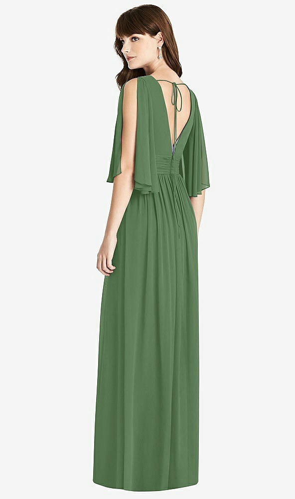 【STYLE: 6777】Split Sleeve Backless Chiffon Maxi Dress【COLOR: Vineyard Green】