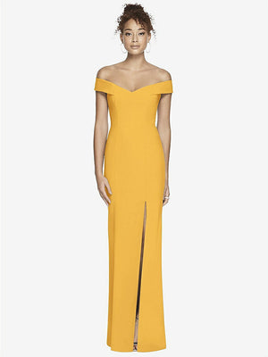 【STYLE: 3012】Off-the-Shoulder Criss Cross Back Trumpet Gown【COLOR: NYC Yellow】