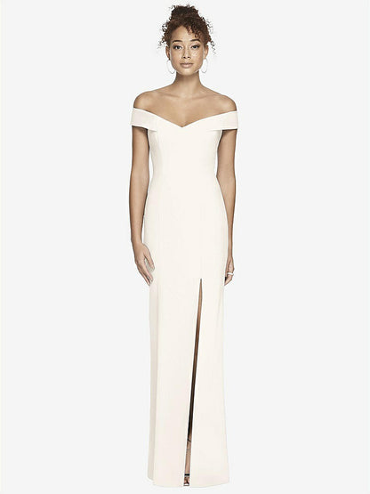 【STYLE: 3012】Off-the-Shoulder Criss Cross Back Trumpet Gown【COLOR: Ivory】