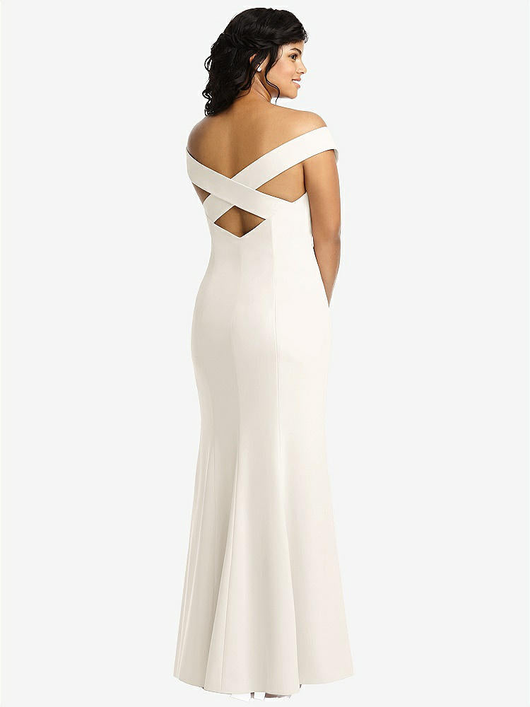 【STYLE: 3012】Off-the-Shoulder Criss Cross Back Trumpet Gown【COLOR: Ivory】