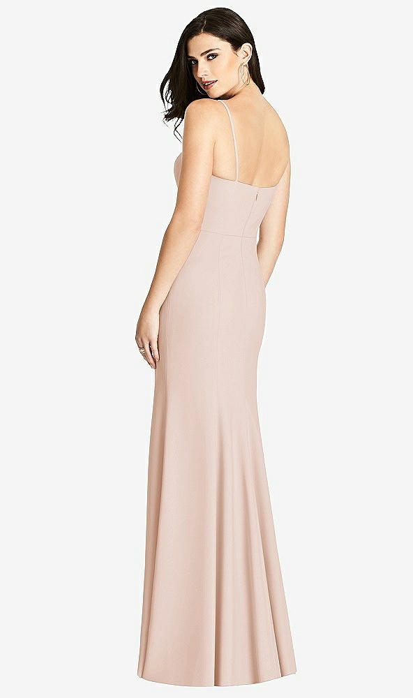 【STYLE: 3013】Seamed Bodice Crepe Trumpet Gown with Front Slit【COLOR: Cameo】