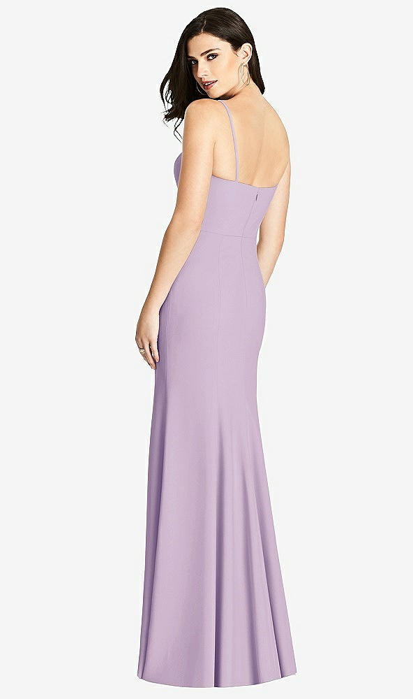 【STYLE: 3013】Seamed Bodice Crepe Trumpet Gown with Front Slit【COLOR: Pale Purple】