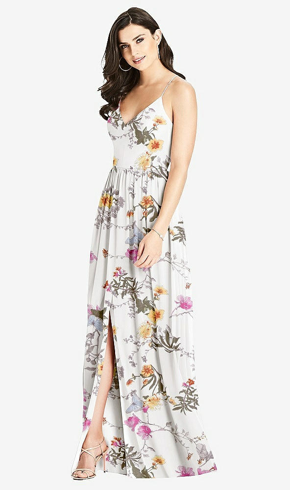 【STYLE: 3019】Criss Cross Strap Backless Maxi Dress【COLOR: Butterfly Botanica Ivory】