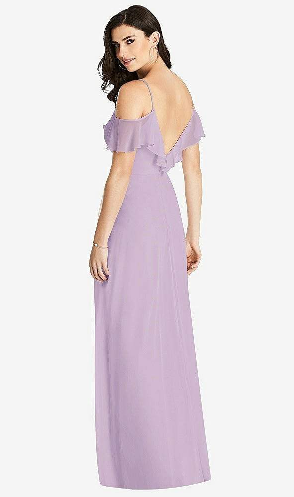 【NEW】【STYLE: 3020】フリル コールドショルダー シフォン マキシ ドレス【COLOR: Pale Purple】【SIZE: 00-30W】
