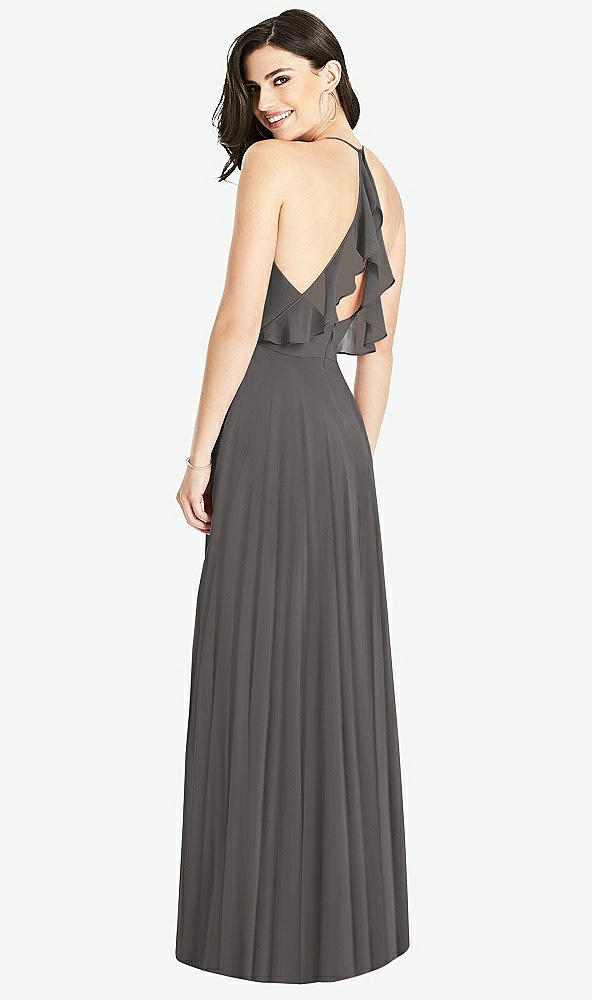 【STYLE: 3021】Ruffled Strap Cutout Wrap Maxi Dress【COLOR: Caviar Gray】
