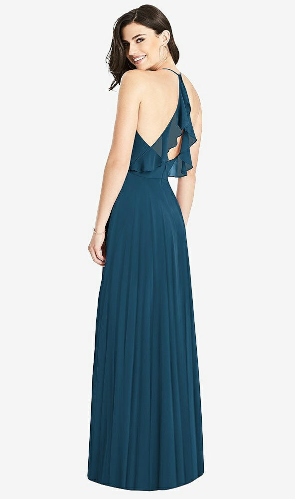 【STYLE: 3021】Ruffled Strap Cutout Wrap Maxi Dress【COLOR: Atlantic Blue】