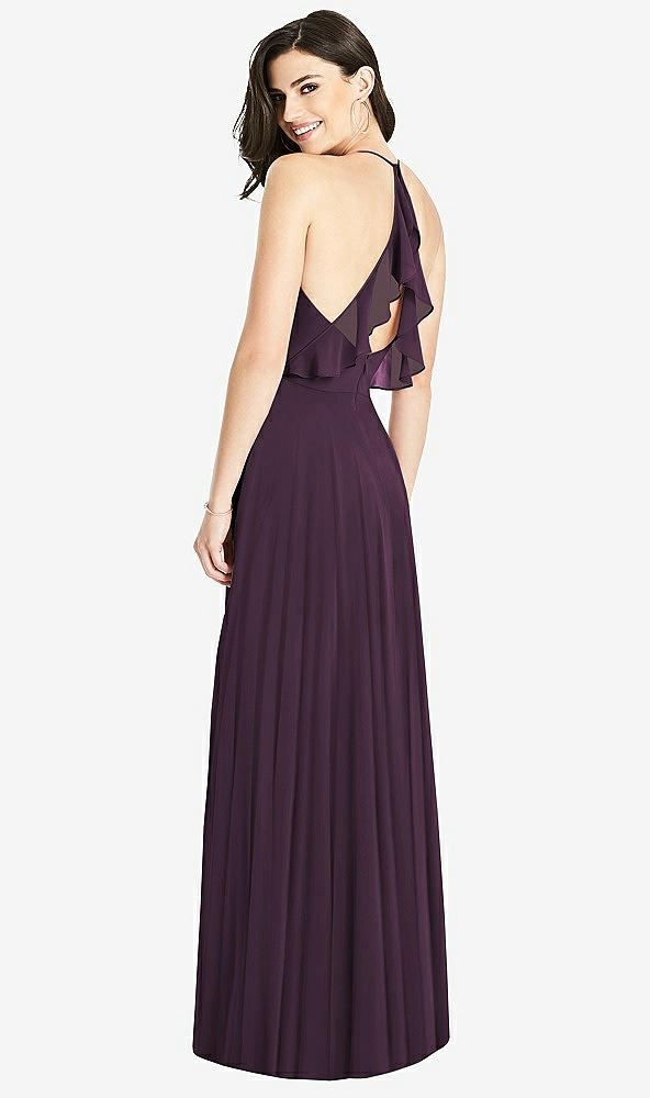 【NEW】【STYLE: 3021】フリル ストラップ カットアウト ラップ マキシ ドレス【COLOR: Aubergine】【SIZE: 00-30W】