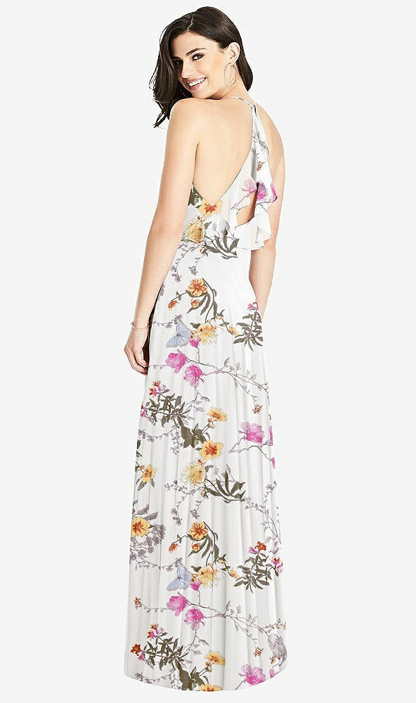 【STYLE: 3021】Ruffled Strap Cutout Wrap Maxi Dress【COLOR: Butterfly Botanica Ivory】