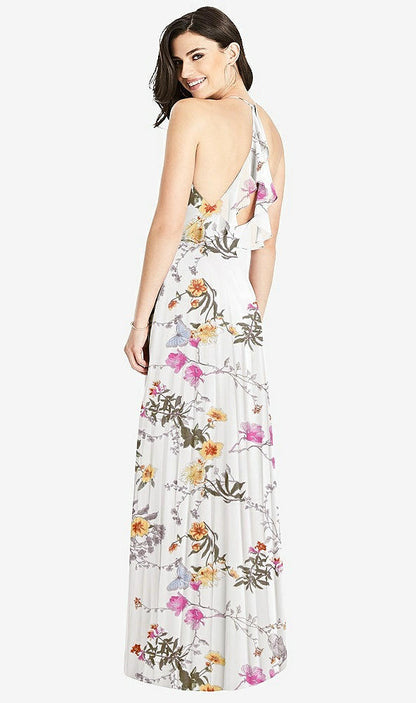 【STYLE: 3021】Ruffled Strap Cutout Wrap Maxi Dress【COLOR: Butterfly Botanica Ivory】