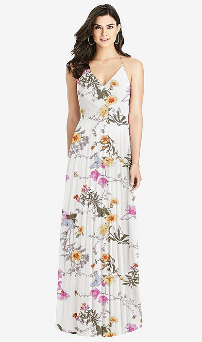 【STYLE: 3021】Ruffled Strap Cutout Wrap Maxi Dress【COLOR: Butterfly Botanica Ivory】