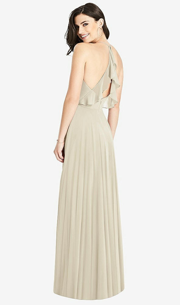 【NEW】【STYLE: 3021】フリル ストラップ カットアウト ラップ マキシ ドレス【COLOR: Champagne】【SIZE: 00-30W】