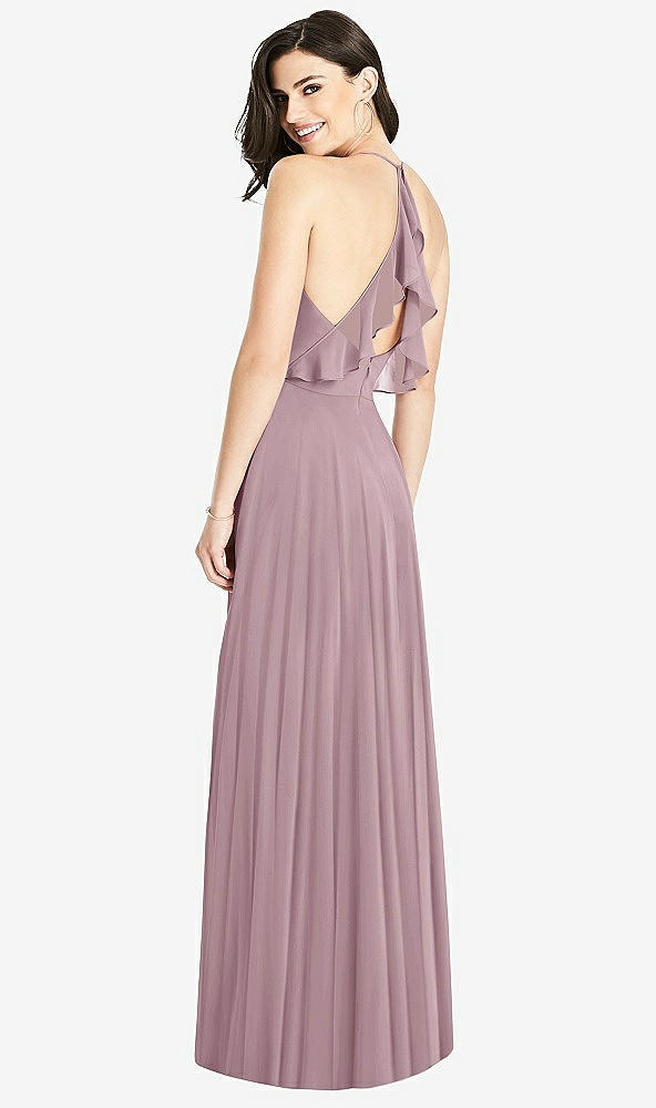 【NEW】【STYLE: 3021】フリル ストラップ カットアウト ラップ マキシ ドレス【COLOR: Dusty Rose】【SIZE: 00-30W】
