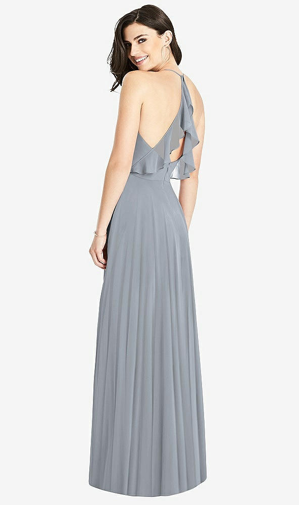 【STYLE: 3021】Ruffled Strap Cutout Wrap Maxi Dress【COLOR: Platinum】