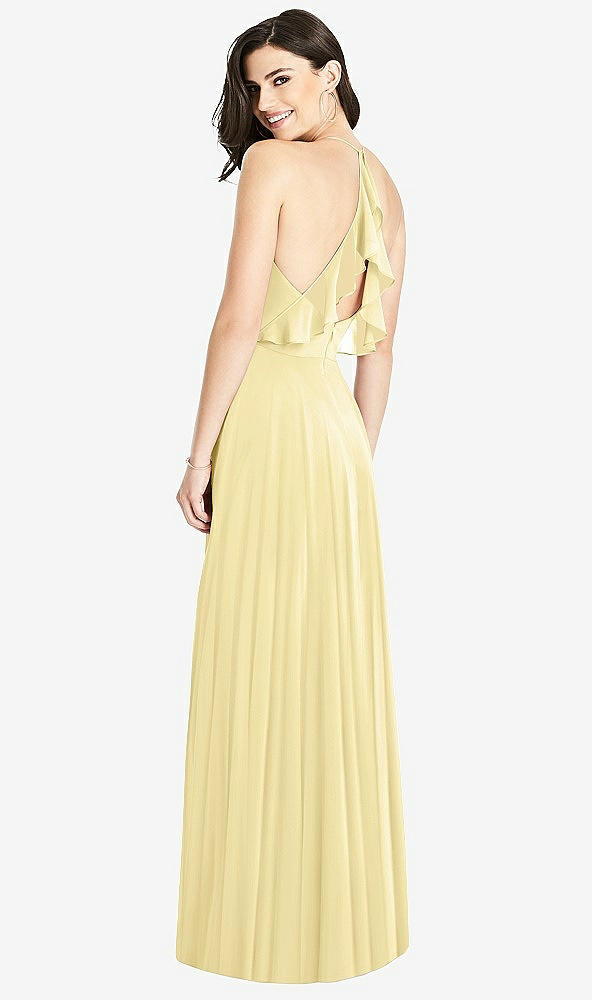 【NEW】【STYLE: 3021】フリル ストラップ カットアウト ラップ マキシ ドレス【COLOR: Pale Yellow】【SIZE: 00-30W】