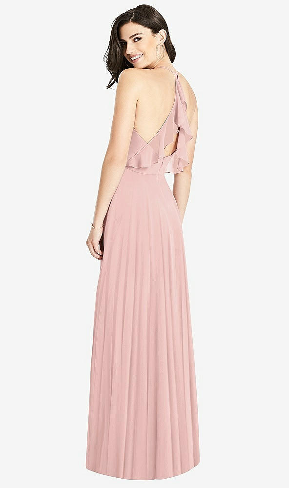 【STYLE: 3021】Ruffled Strap Cutout Wrap Maxi Dress【COLOR: Rose - PANTONE Rose Quartz】