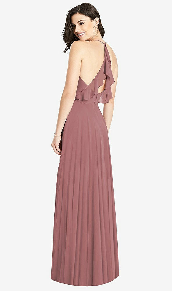 【STYLE: 3021】Ruffled Strap Cutout Wrap Maxi Dress【COLOR: Rosewood】