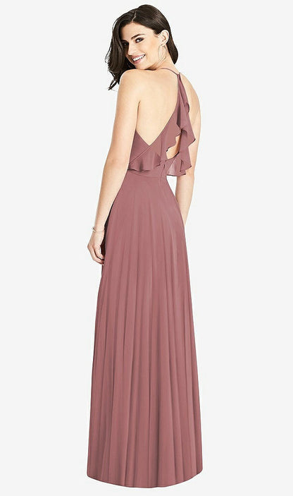 【STYLE: 3021】Ruffled Strap Cutout Wrap Maxi Dress【COLOR: Rosewood】