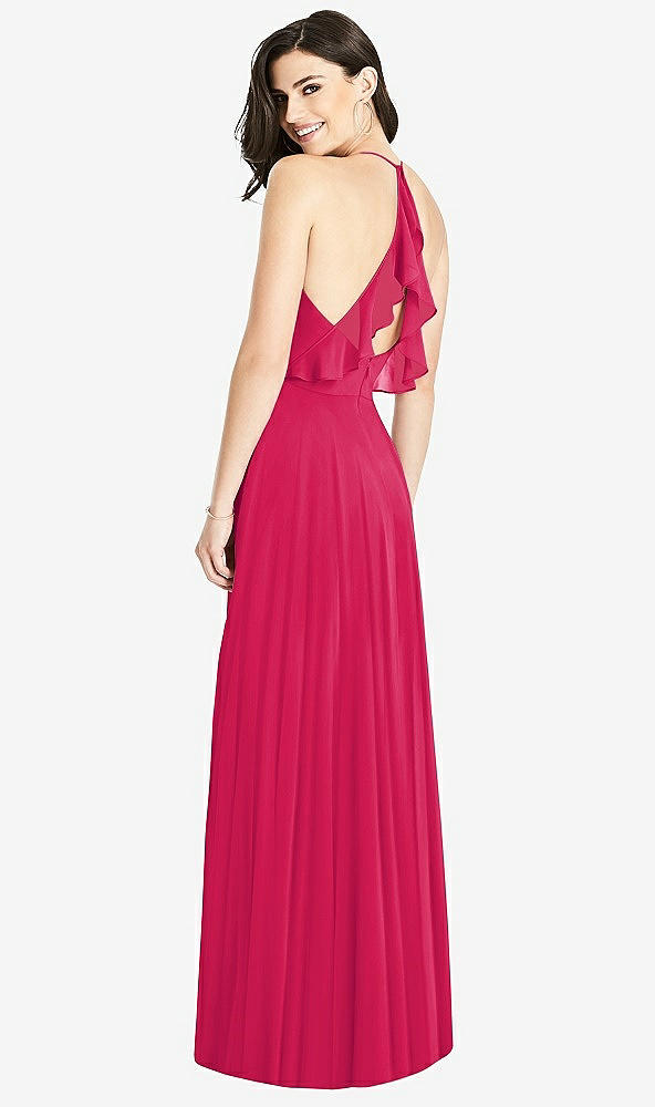【STYLE: 3021】Ruffled Strap Cutout Wrap Maxi Dress【COLOR: Vivid Pink】