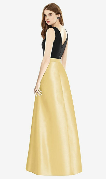 【NEW】【STYLE: D754】ノースリーブ a-line サテン ドレス ポケット付き【COLOR: Maize &amp; Black】【SIZE: 00-30W】