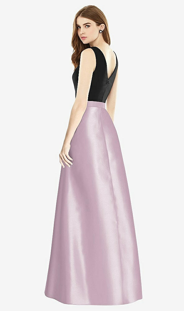 【STYLE: D754】Sleeveless A-Line Satin Dress with Pockets【COLOR: Suede Rose &amp; Black】