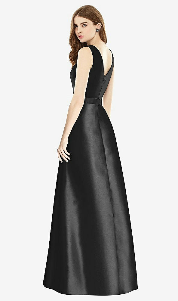 【NEW】【STYLE: D754】ノースリーブ a-line サテン ドレス ポケット付き【COLOR: Black &amp; Black】【SIZE: 00-30W】
