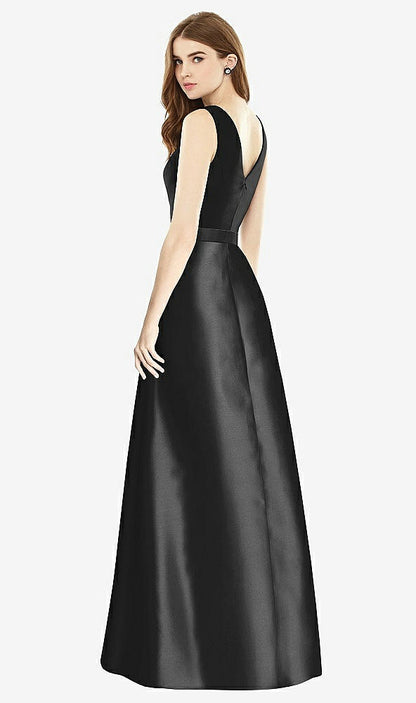 【NEW】【STYLE: D754】ノースリーブ a-line サテン ドレス ポケット付き【COLOR: Black &amp; Black】【SIZE: 00-30W】