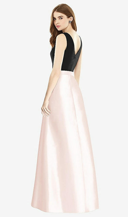 【STYLE: D754】Sleeveless A-Line Satin Dress with Pockets【COLOR: Blush &amp; Black】