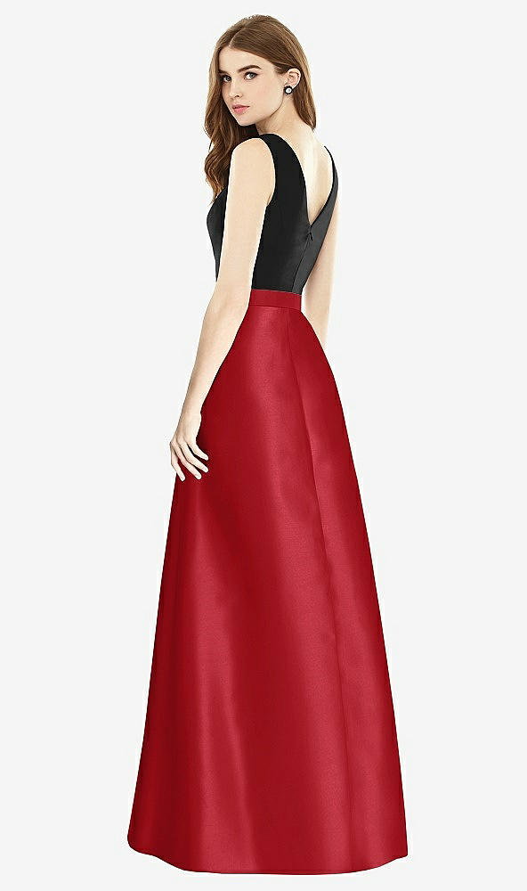 【STYLE: D754】Sleeveless A-Line Satin Dress with Pockets【COLOR: Garnet &amp; Black】