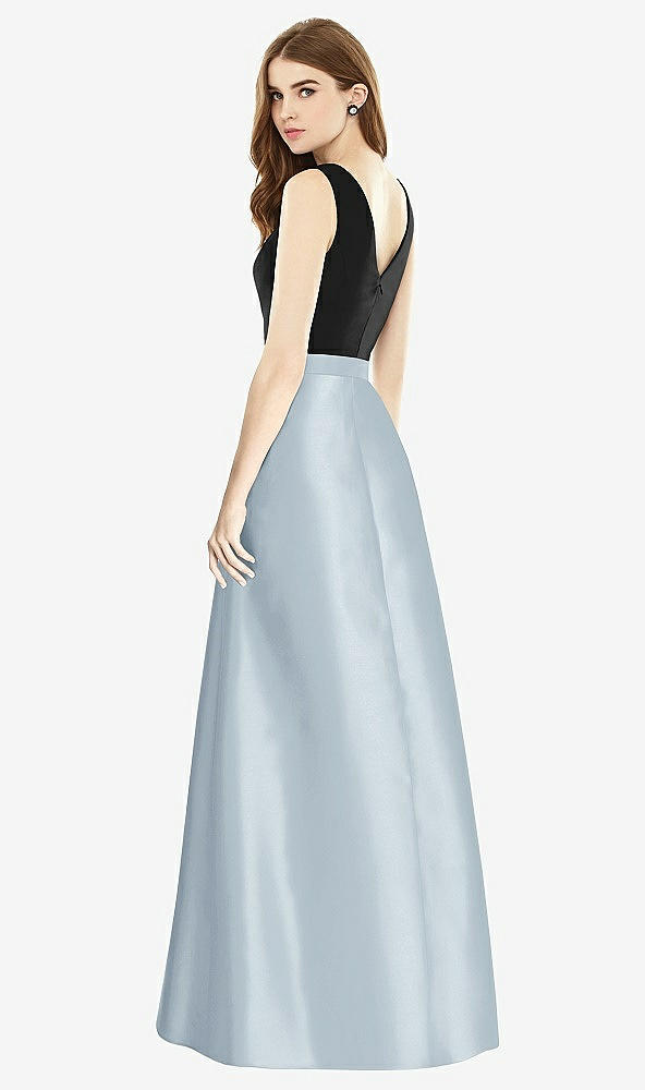 【STYLE: D754】Sleeveless A-Line Satin Dress with Pockets【COLOR: Mist &amp; Black】