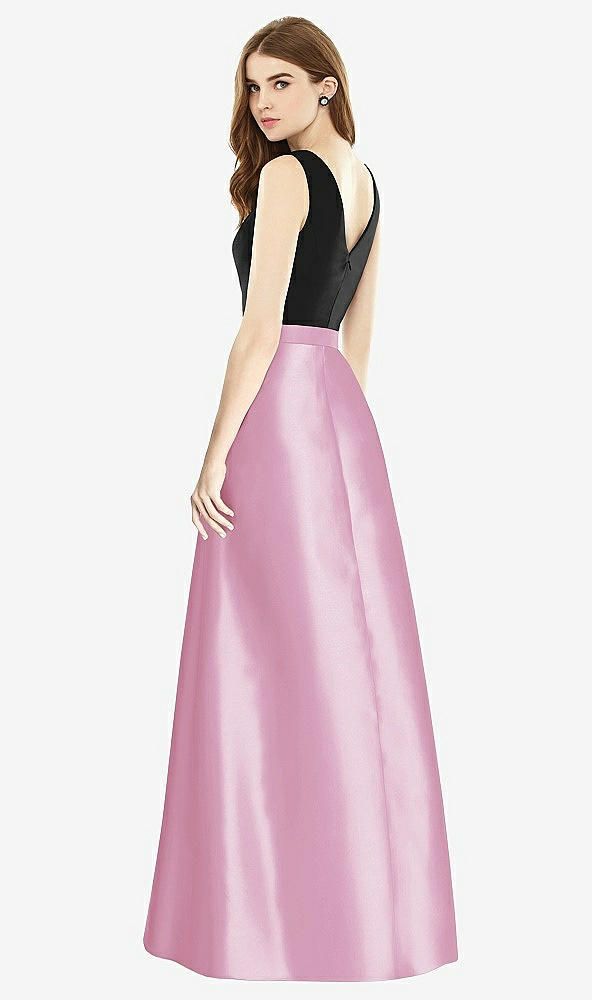 【STYLE: D754】Sleeveless A-Line Satin Dress with Pockets【COLOR: Powder Pink &amp; Black】