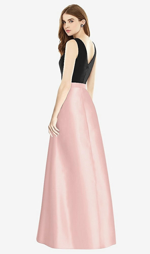 【STYLE: D754】Sleeveless A-Line Satin Dress with Pockets【COLOR: Rose - PANTONE Rose Quartz &amp; Black】