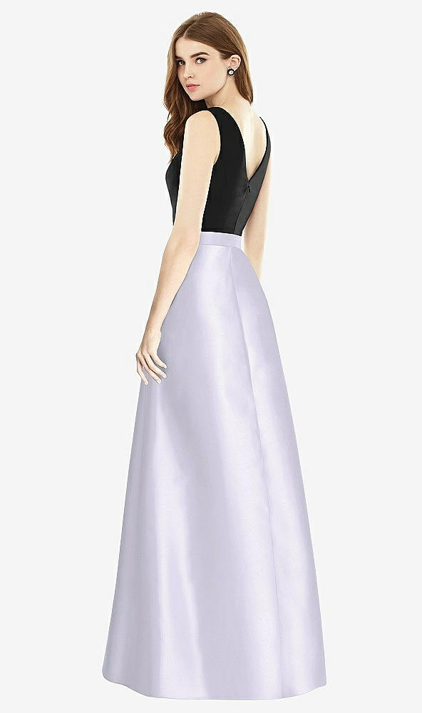 【STYLE: D754】Sleeveless A-Line Satin Dress with Pockets【COLOR: Silver Dove &amp; Black】