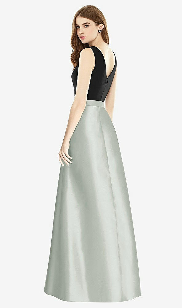 【STYLE: D754】Sleeveless A-Line Satin Dress with Pockets【COLOR: Willow Green &amp; Black】
