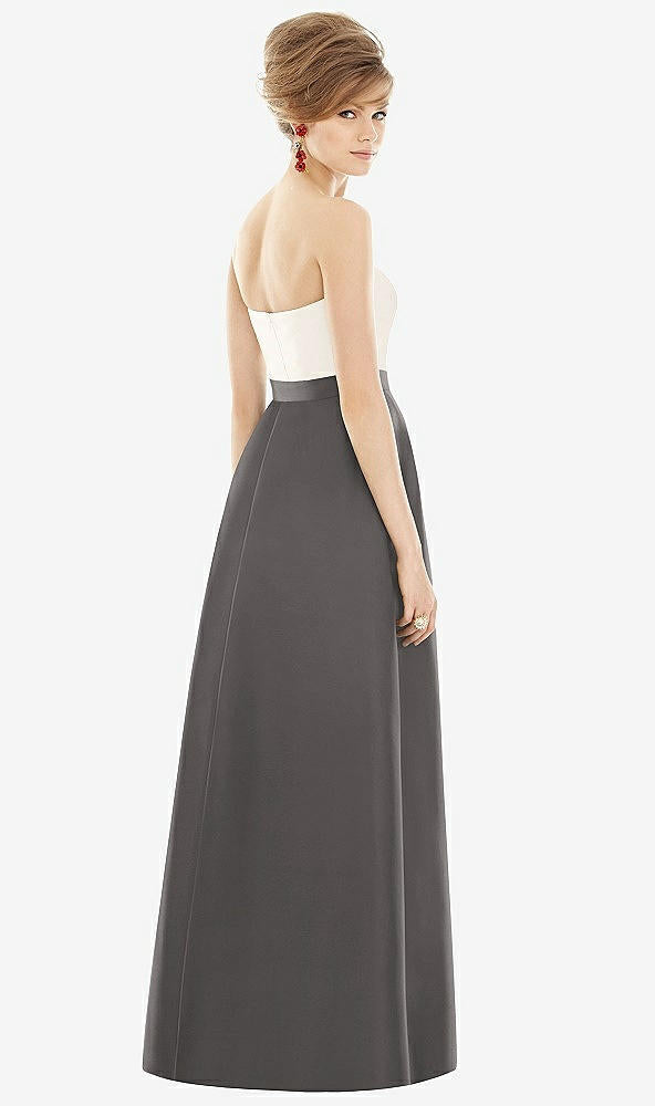【STYLE: D755】Strapless Pleated Skirt Maxi Dress with Pockets【COLOR: Caviar Gray &amp; Ivory】