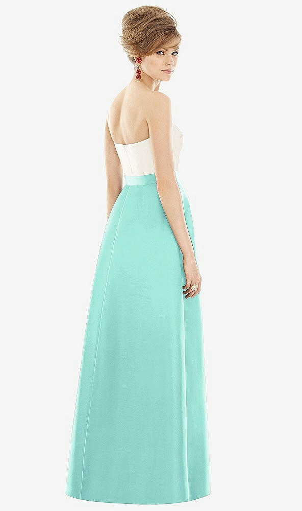 【STYLE: D755】Strapless Pleated Skirt Maxi Dress with Pockets【COLOR: Coastal &amp; Ivory】