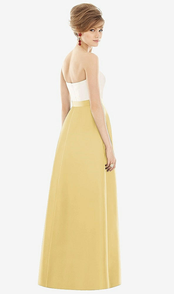 【NEW】【STYLE: D755】ストラップレス プリーツ スカート マキシ ドレス ポケット付き【COLOR: Maize &amp; Ivory】【SIZE: 00-30W】