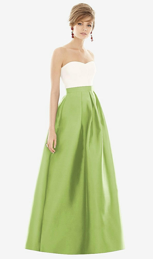 【STYLE: D755】Strapless Pleated Skirt Maxi Dress with Pockets【COLOR: Mojito &amp; Ivory】