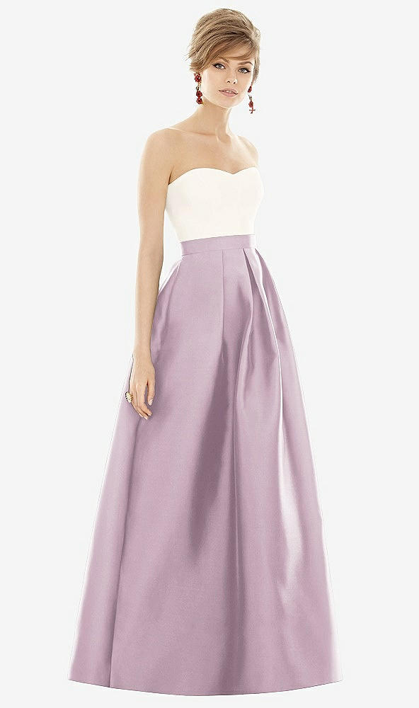 【STYLE: D755】Strapless Pleated Skirt Maxi Dress with Pockets【COLOR: Suede Rose &amp; Ivory】