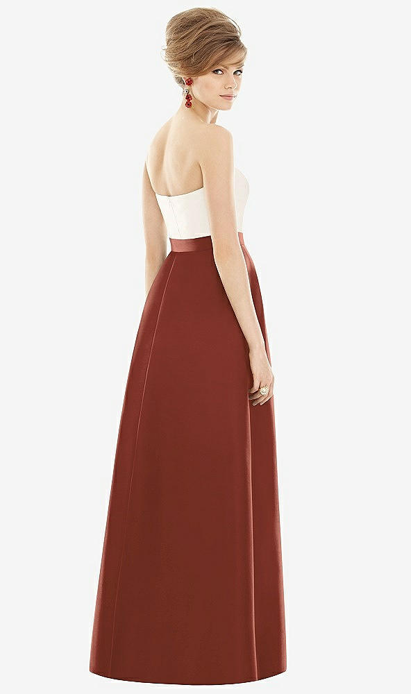 【STYLE: D755】Strapless Pleated Skirt Maxi Dress with Pockets【COLOR: Auburn Moon &amp; Ivory】