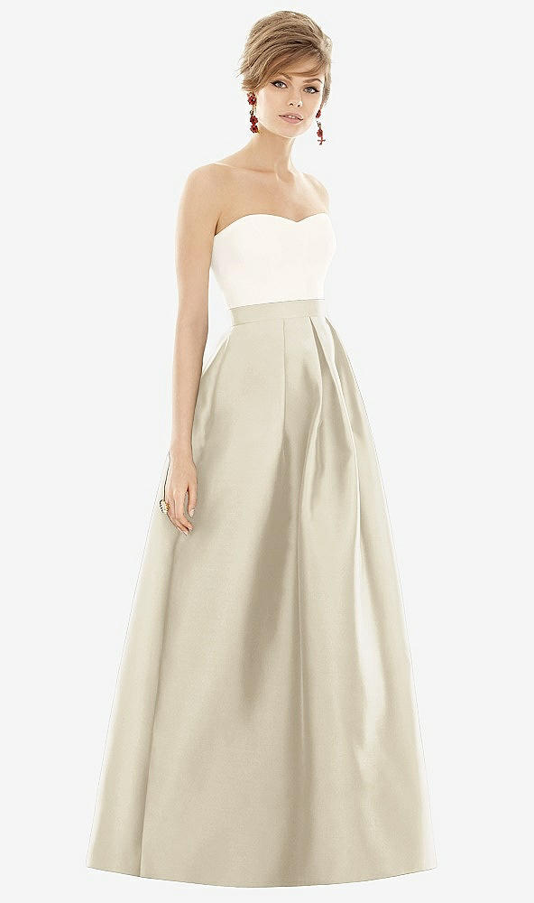 【NEW】【STYLE: D755】ストラップレス プリーツ スカート マキシ ドレス ポケット付き【COLOR: Champagne &amp; Ivory】【SIZE: 00-30W】