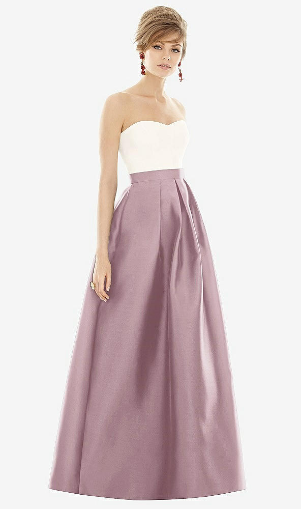 【STYLE: D755】Strapless Pleated Skirt Maxi Dress with Pockets【COLOR: Dusty Rose &amp; Ivory】