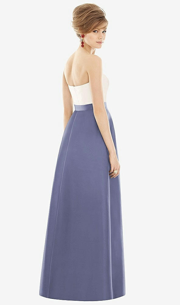 【STYLE: D755】Strapless Pleated Skirt Maxi Dress with Pockets【COLOR: French Blue &amp; Ivory】