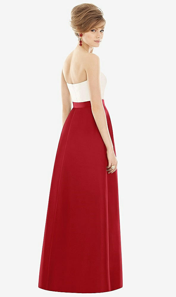 【STYLE: D755】Strapless Pleated Skirt Maxi Dress with Pockets【COLOR: Garnet &amp; Ivory】